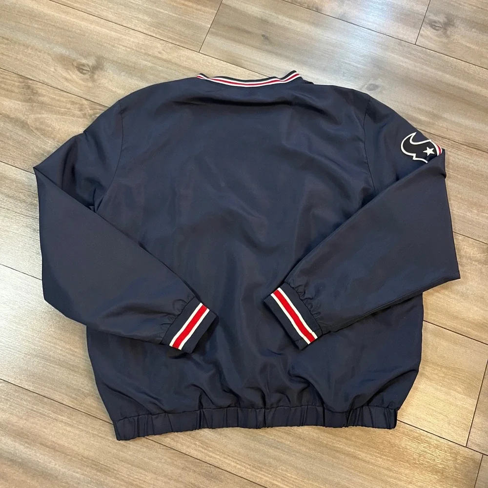 NFL Houston Texans Mens XL V-Neck Pullover Windshirt Jacket Navy Blue